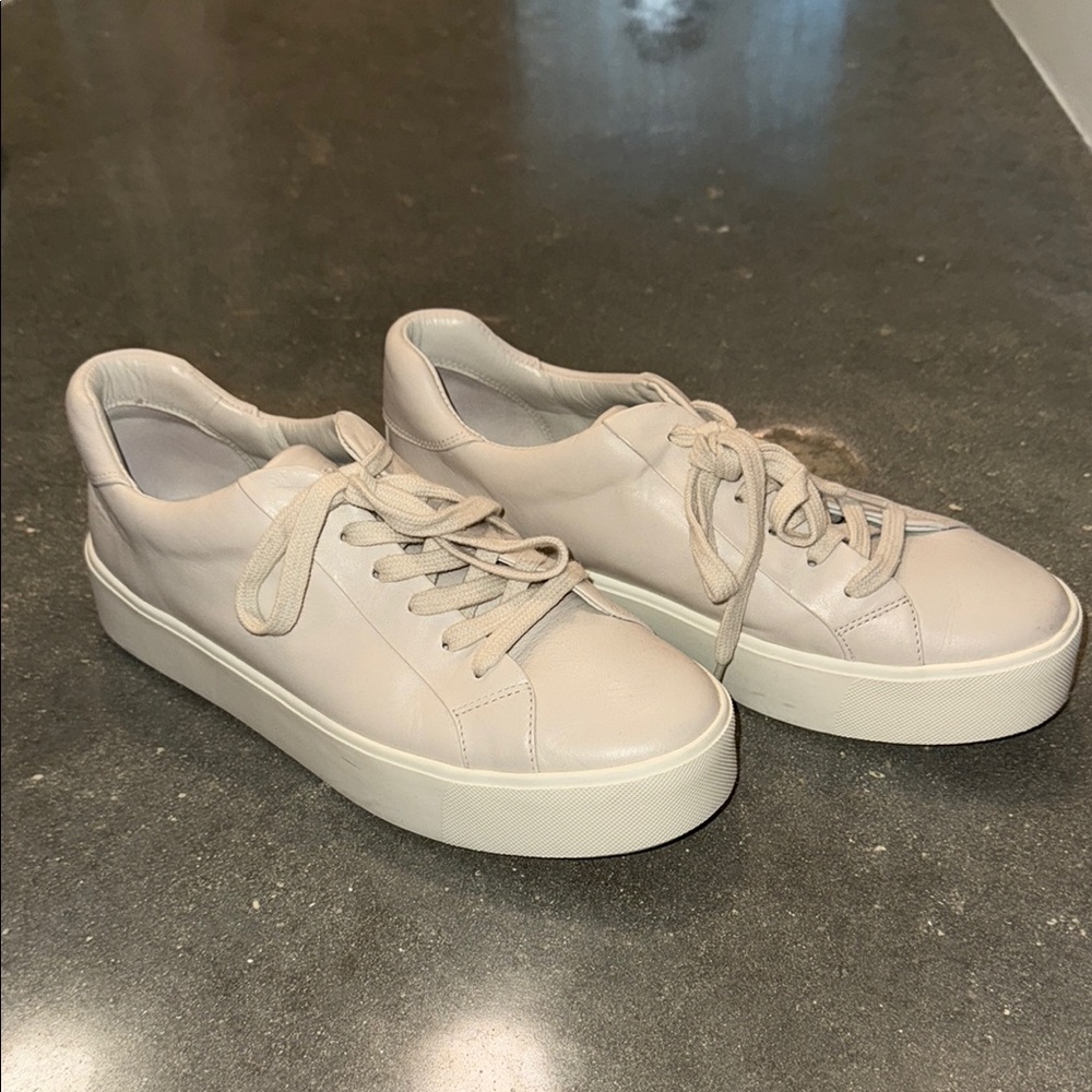 Vince Cream Leather Sneakers